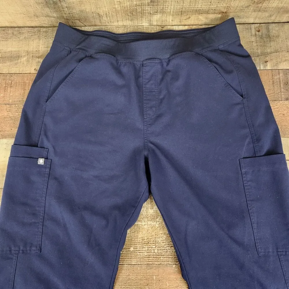 Figs Axim Mens XL Blue 7 Pockets Medical Scrub Pants Athletic Waistband Drawcord